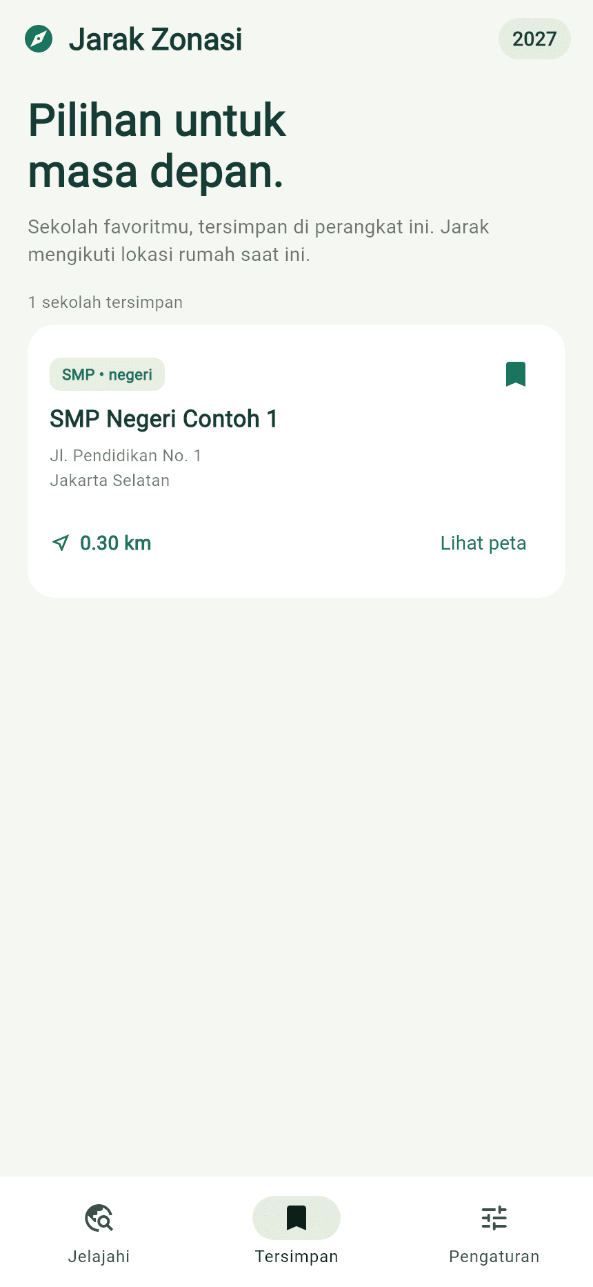 Tab Tersimpan untuk melihat sekolah favorit